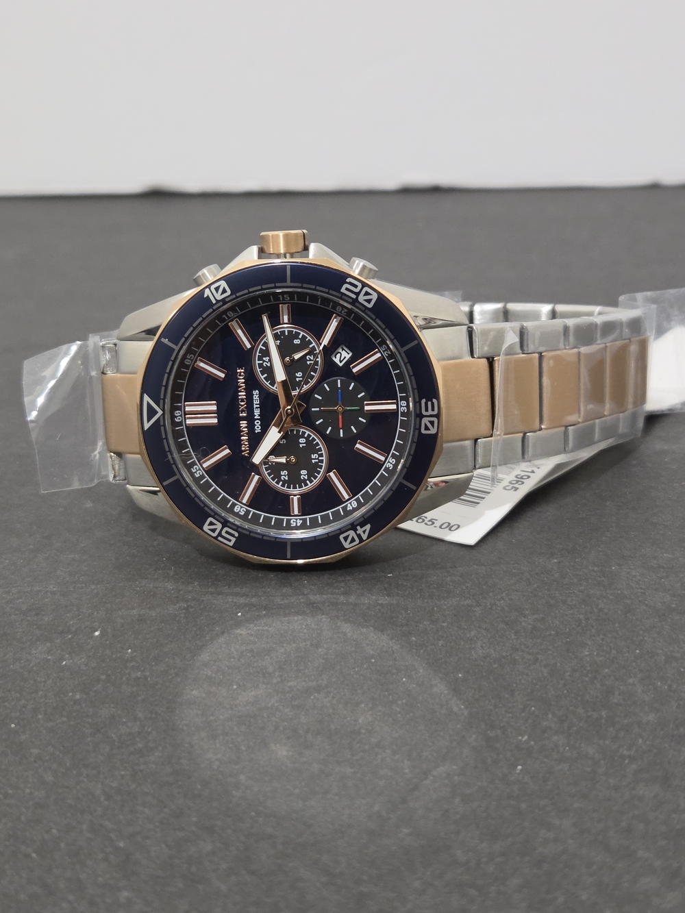 Armani Exchange AX1965 Spencer 44mm Chronograph Blue Two-Tone New In Box